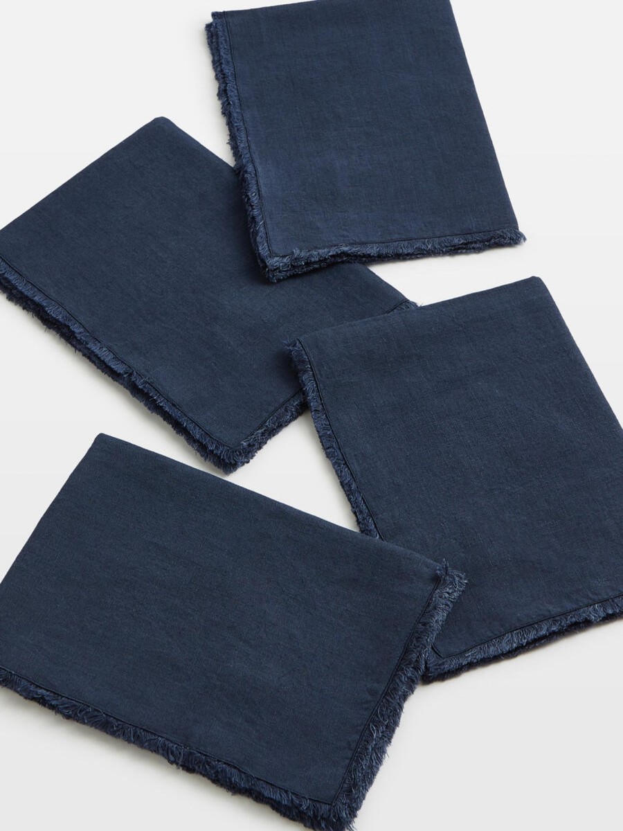 Textiles Soho Home | Whitney Linen Placemats, Set Of Four Navy