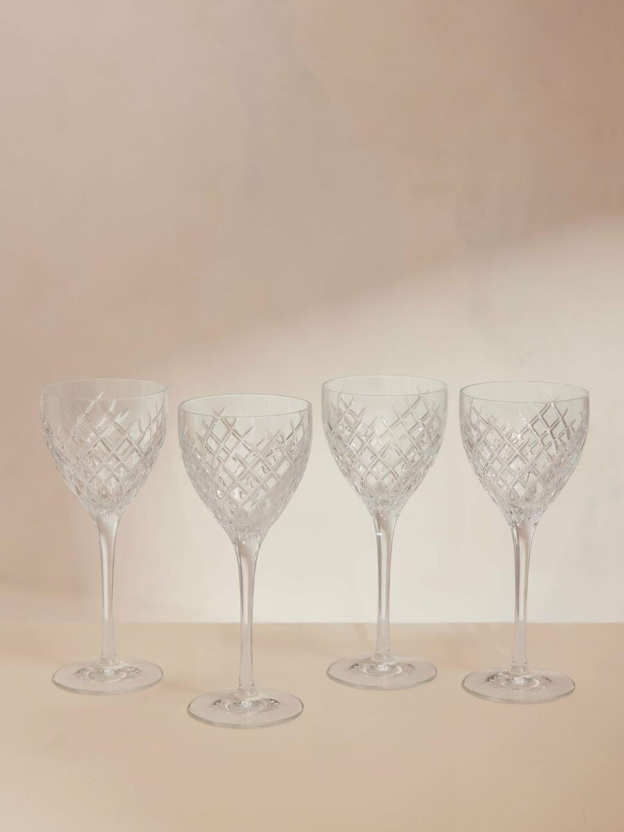 Dining Soho Home | Barwell Cut Crystal Wine Glass, Set Of Four