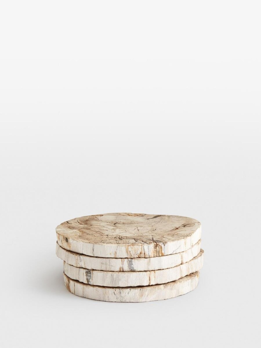 Dining Soho Home | Balfern Petrified Wood Coasters, Set Of Four, White