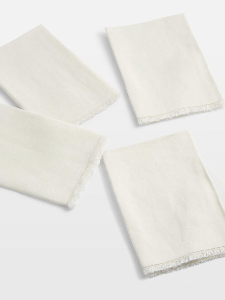 Textiles Soho Home | Whitney Linen Napkins, Set Of Four Cream