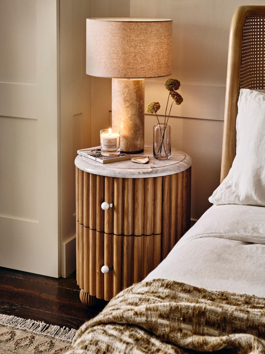 Furniture Soho Home | Carlisle Bedside Table, Carrara Marble