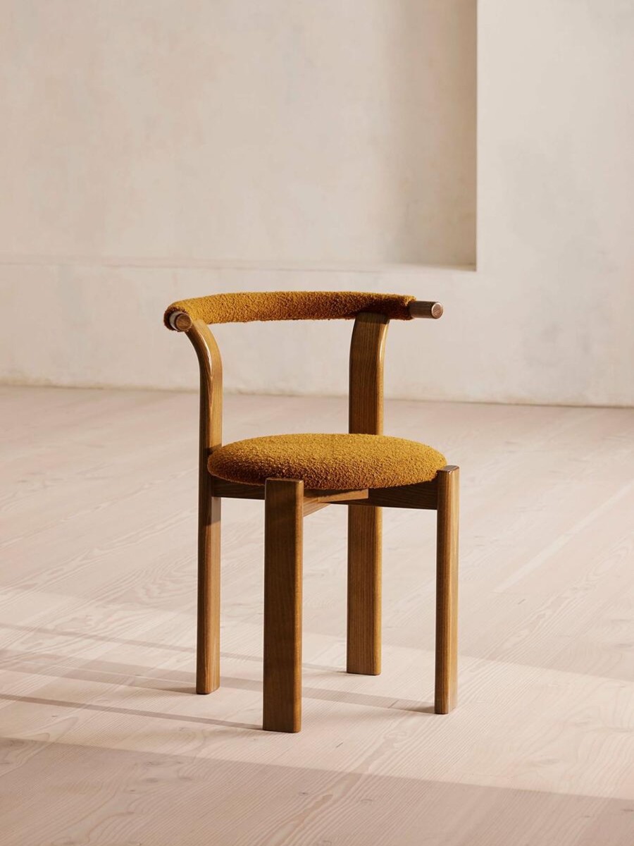 Furniture Soho Home | Pair Of Zita Dining Chairs, Boucle Mustard