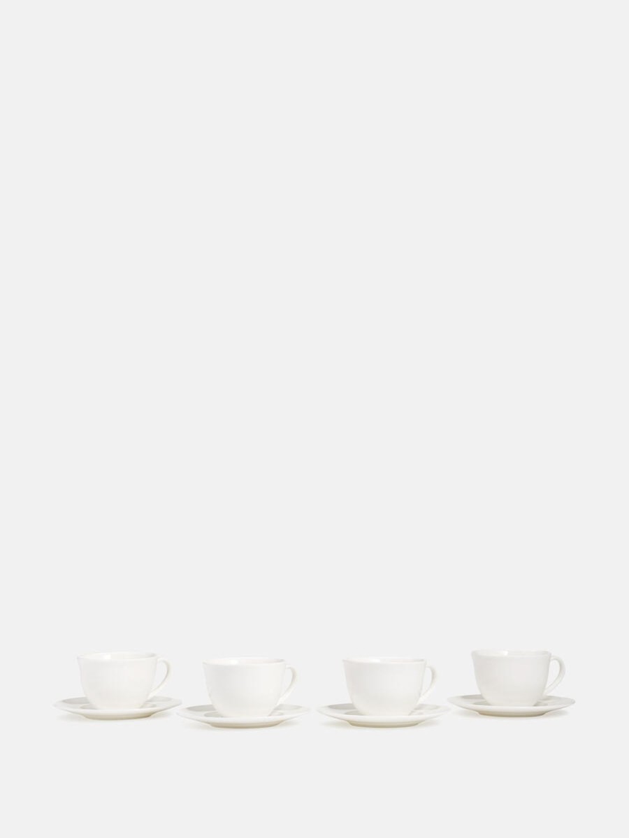 Dining Soho Home | House Teacup And Saucer, Bone China, White, Set Of Four