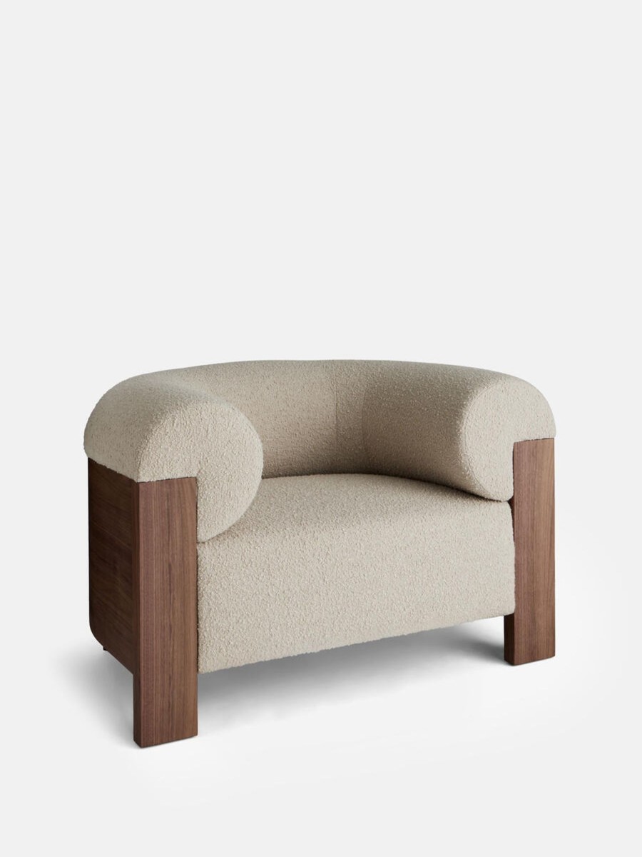 Furniture Soho Home | Eldon Armchair, Walnut, Boucle