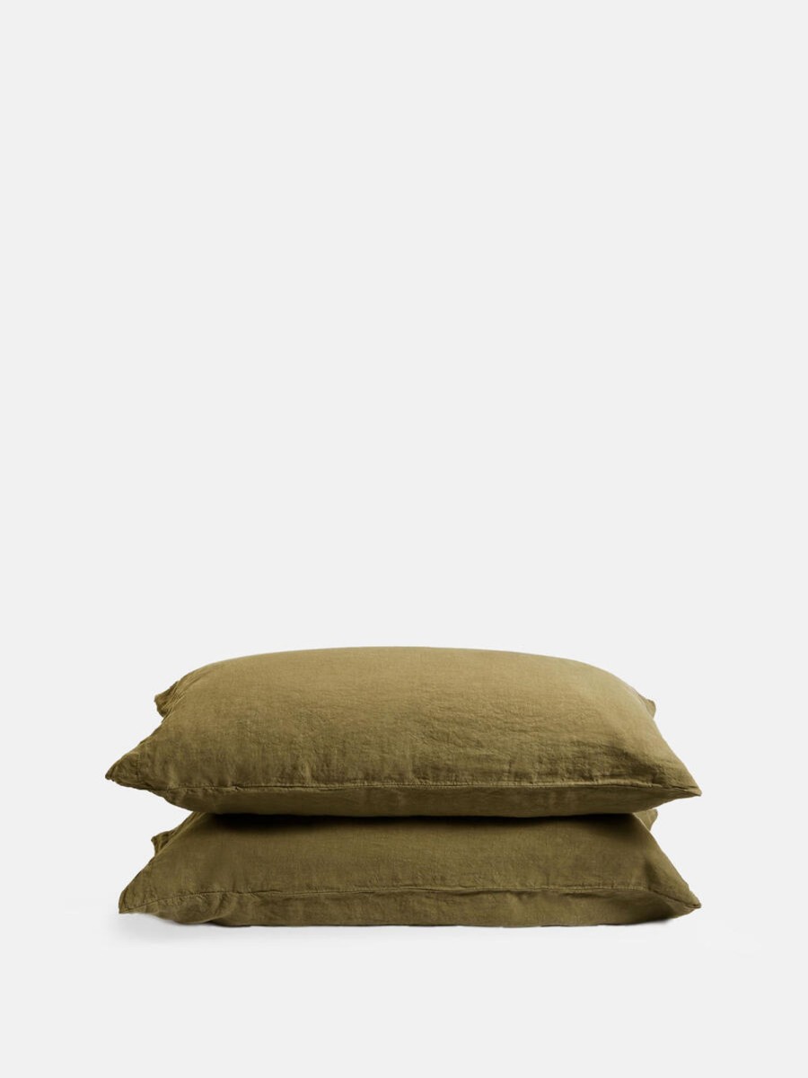 Textiles Soho Home | Luna Linen Pillowcase, Set Of Two Olive