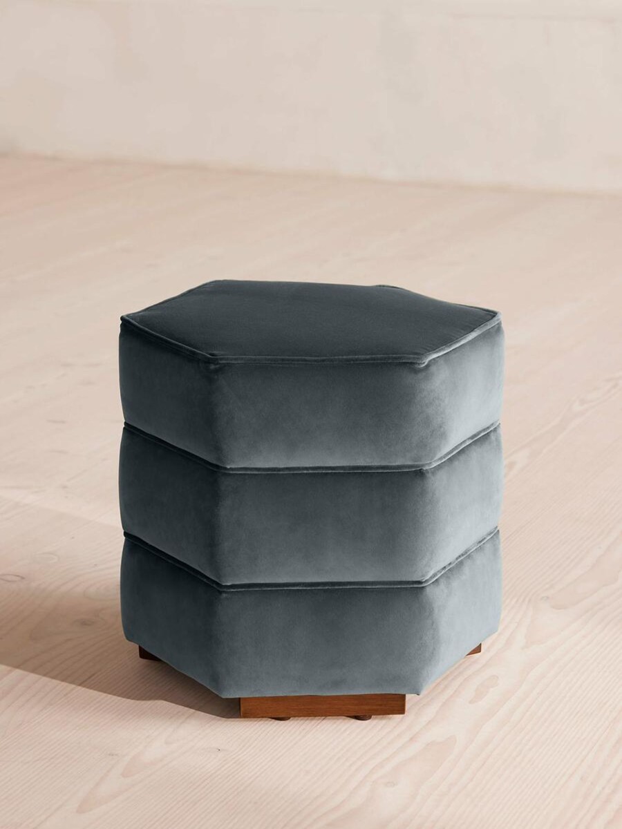 Furniture Soho Home | Lyla Footstool Grey Blue