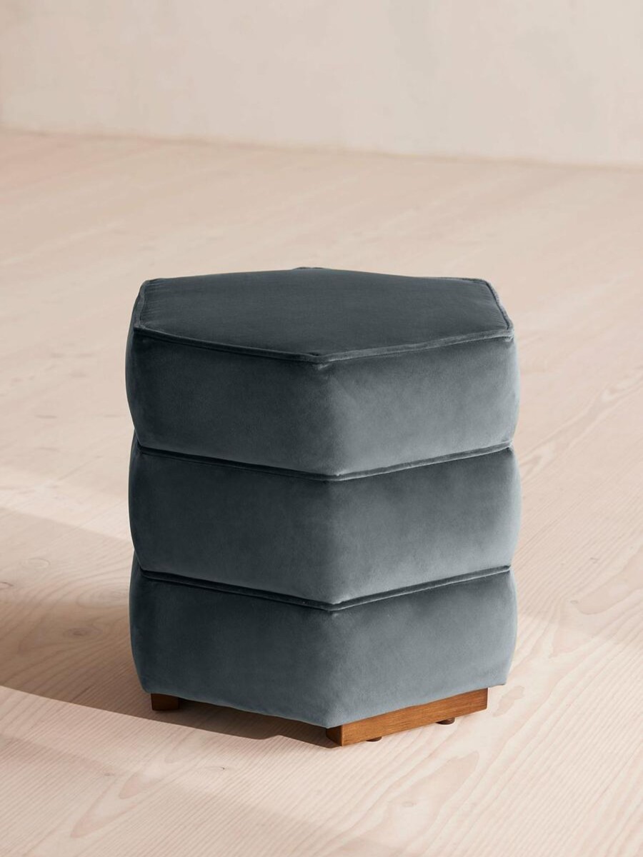 Furniture Soho Home | Lyla Footstool Grey Blue