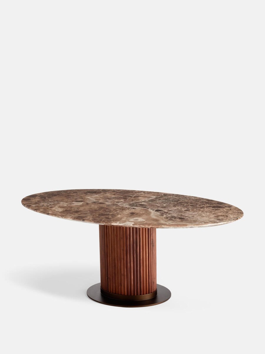 Furniture Soho Home | Murcell Oval Dining Table, Dark Emperador Marble