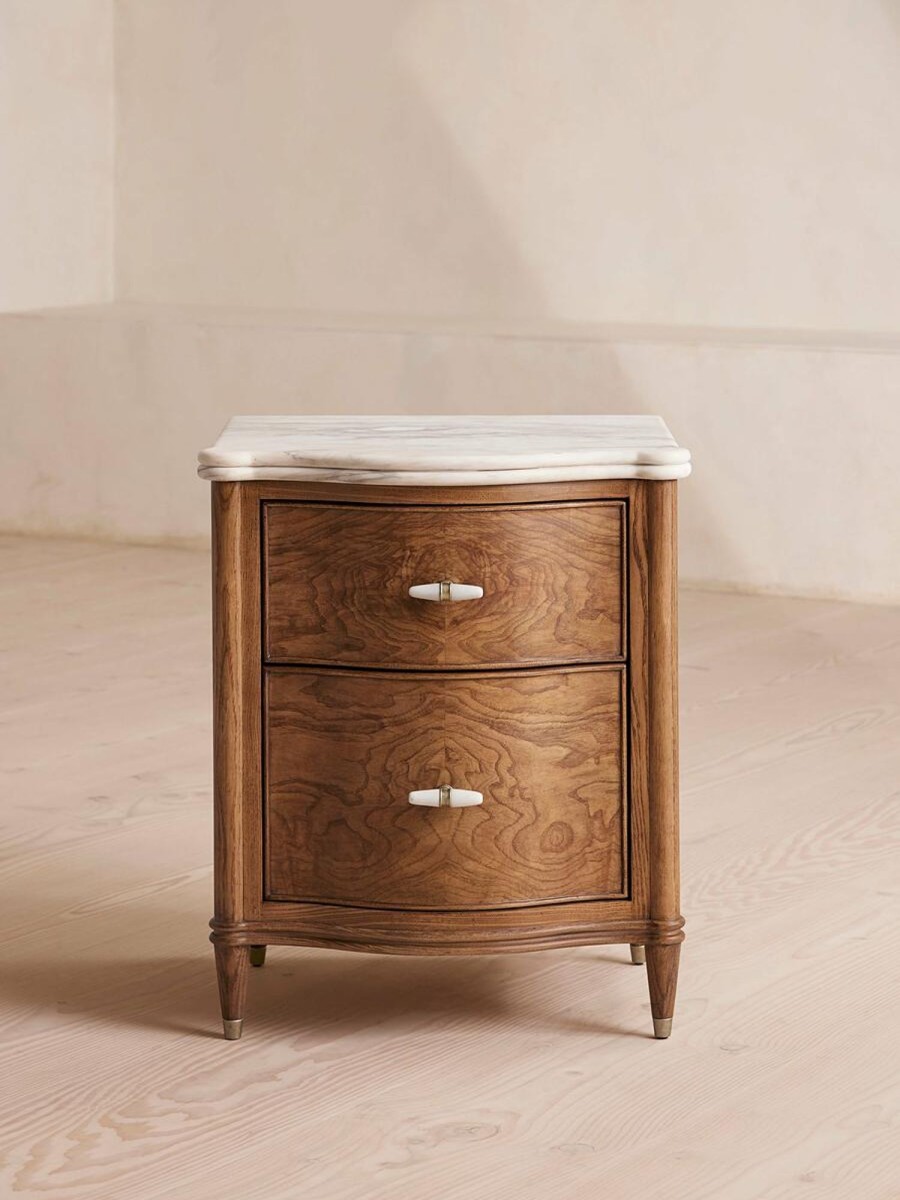 Furniture Soho Home | Valerie Bedside Table, Arabescato Corchia