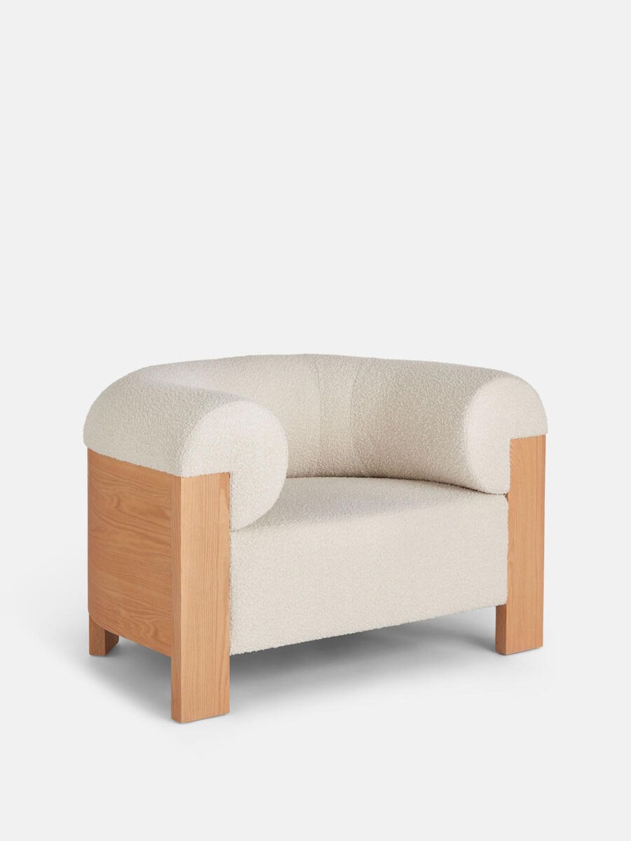 Furniture Soho Home | Eldon Armchair, Oak, Boucle Natural