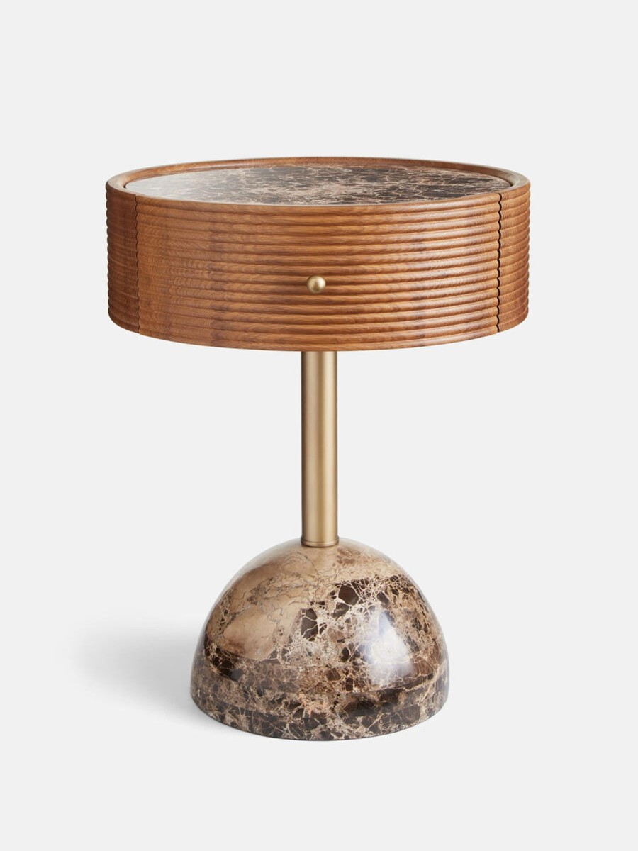 Furniture Soho Home | Filip Bedside Table, Dark Emperador Marble