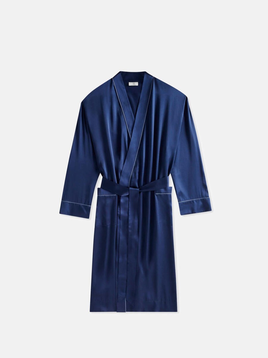 Bathroom Soho Home | Men'S Silk Robe, Midnight And Sky