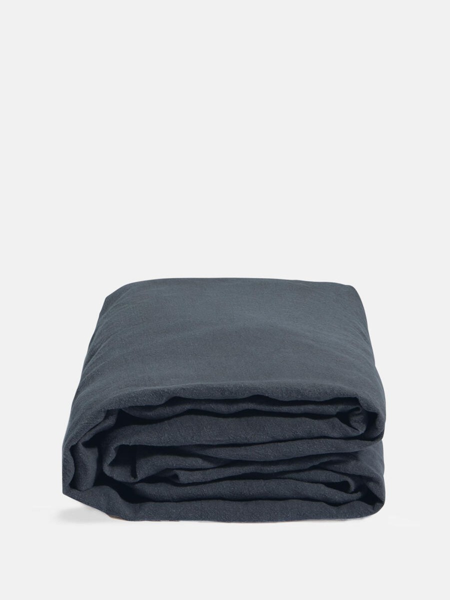 Textiles Soho Home | Luna Linen Fitted Sheet Navy