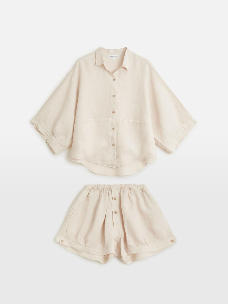 Bathroom Soho Home | Eloise Linen Short Pyjamas Oatmeal