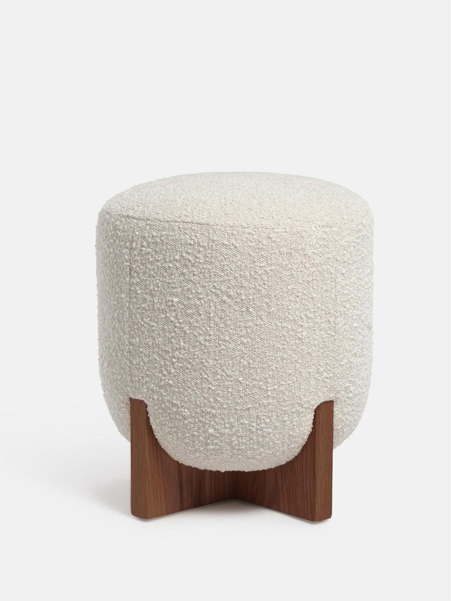 Furniture Soho Home | Eldon Stool, Walnut, Boucle