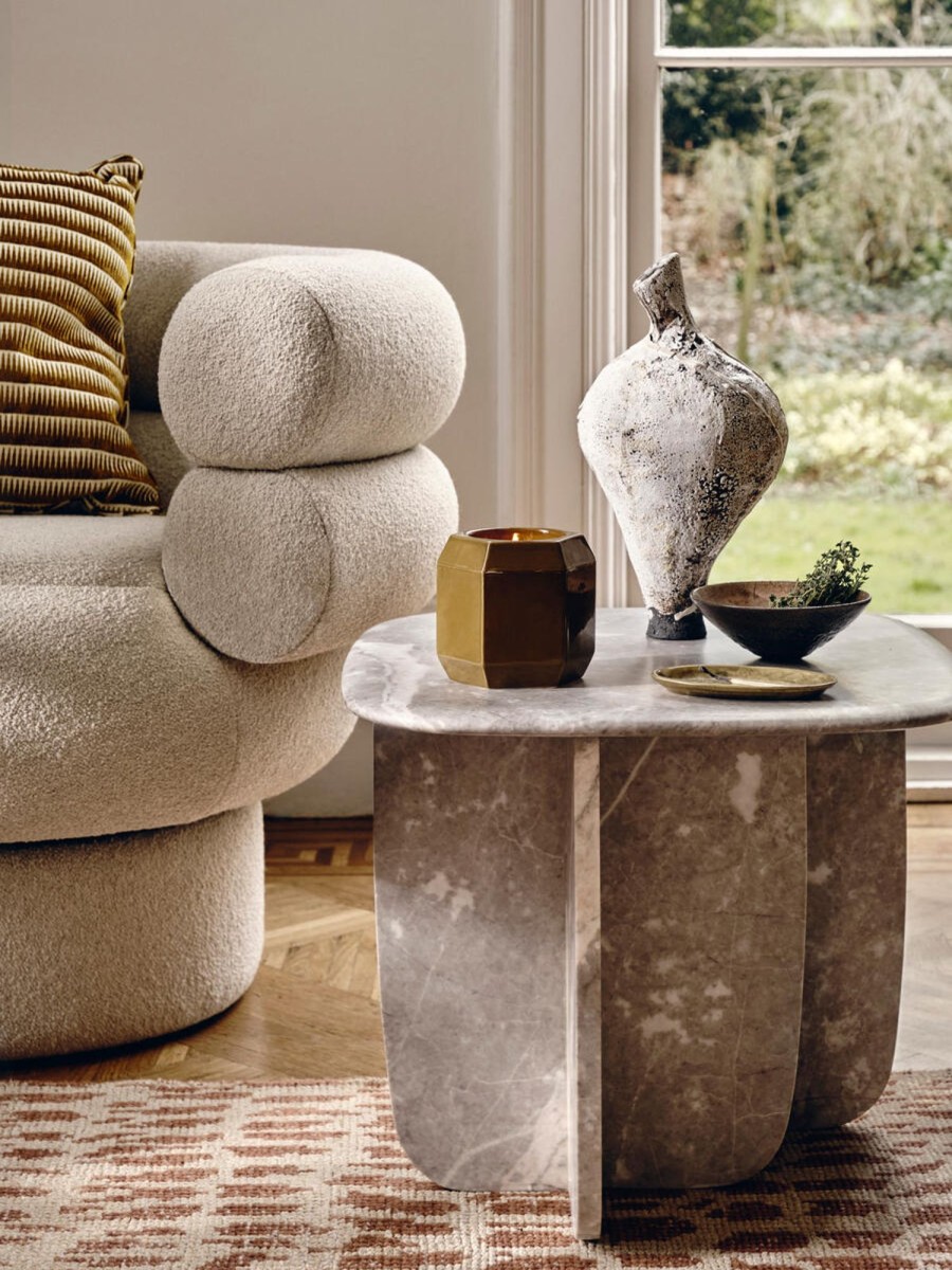 Furniture Soho Home | Fawsley Side Table, Grey Emperador Marble