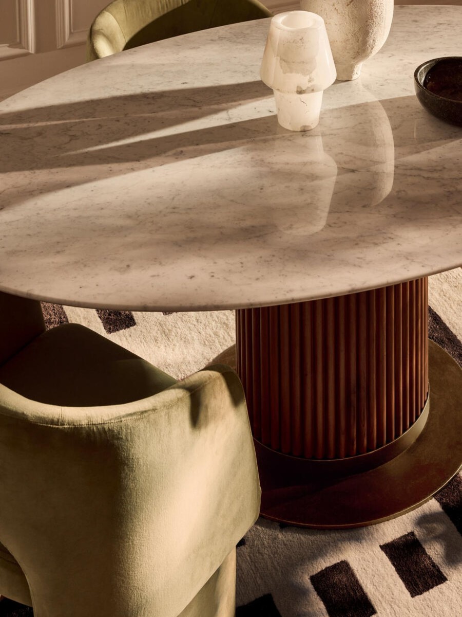 Furniture Soho Home | Murcell Oval Dining Table, Carrara Marble