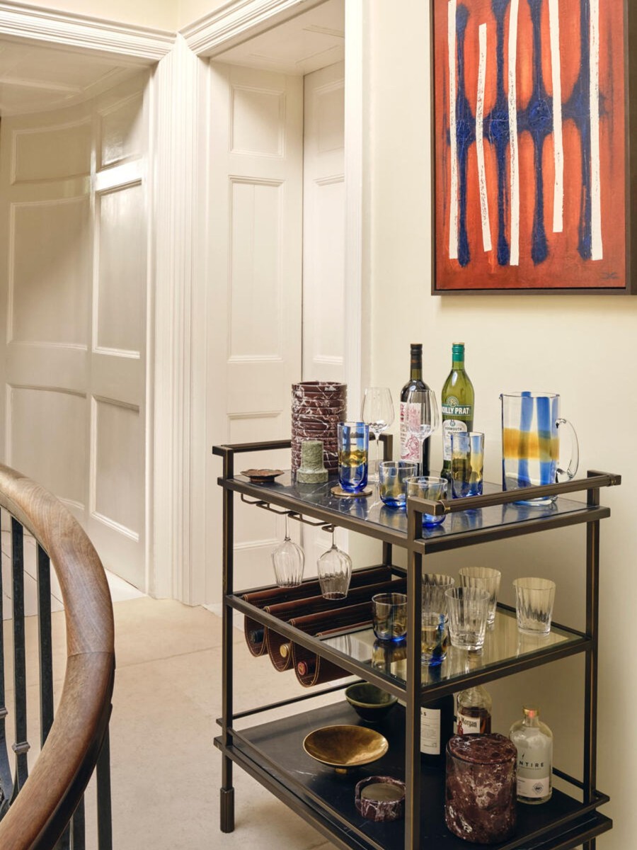 Furniture Soho Home | Portnall Bar Cart, Black Marquina Marble