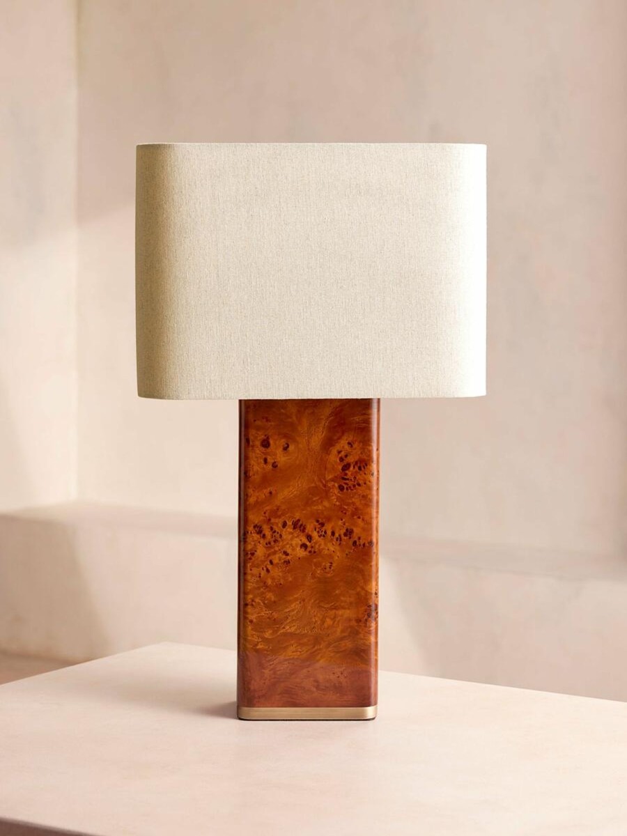 Lighting Soho Home | Remi Rectangle Table Lamp, Mappa Burl