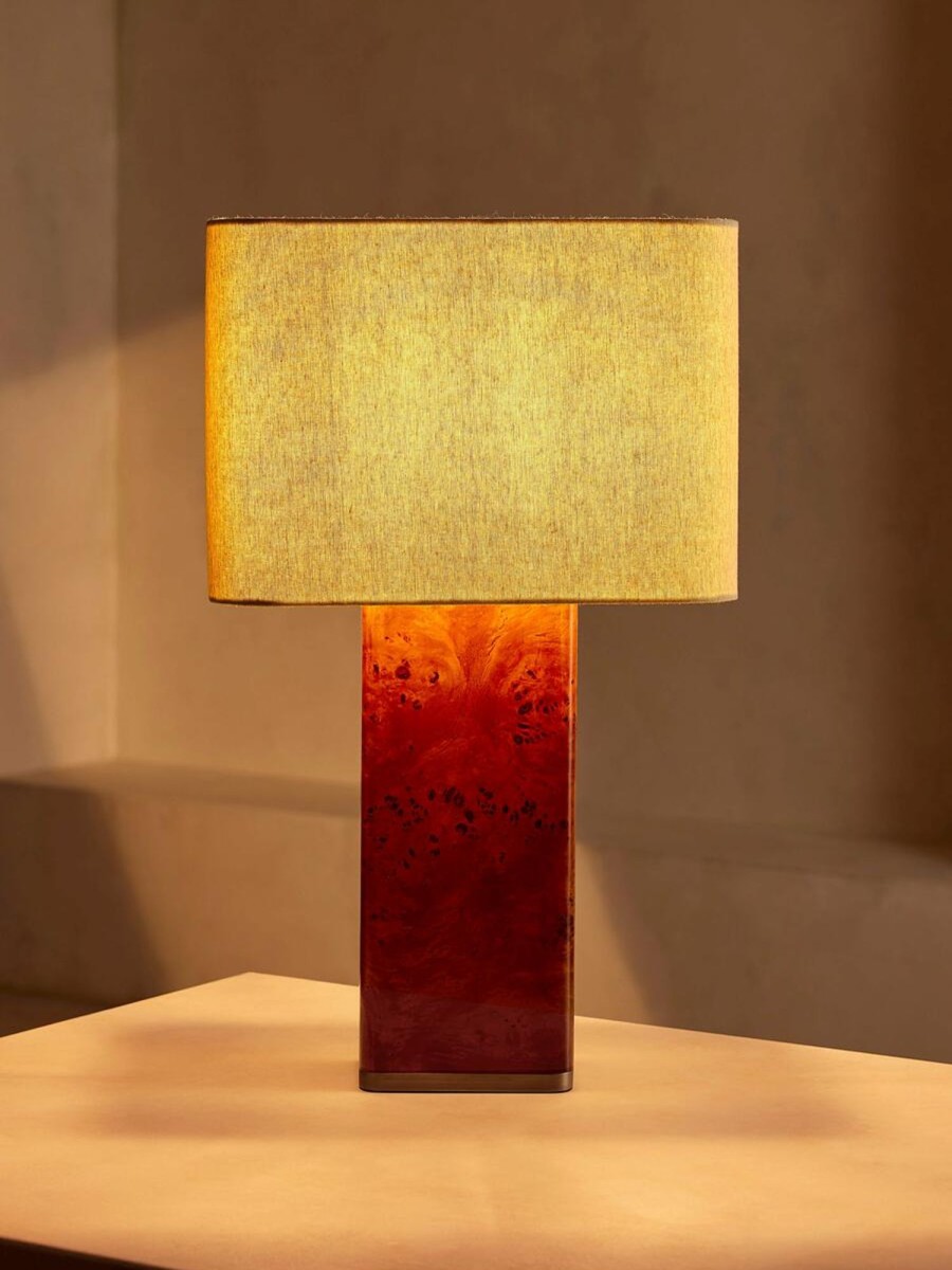 Lighting Soho Home | Remi Rectangle Table Lamp, Mappa Burl