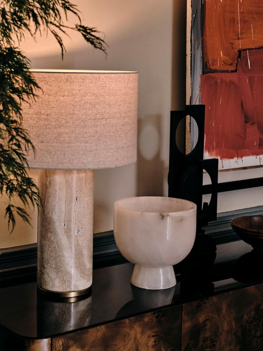 Lighting Soho Home | Remi Stone Table Lamp, Cream