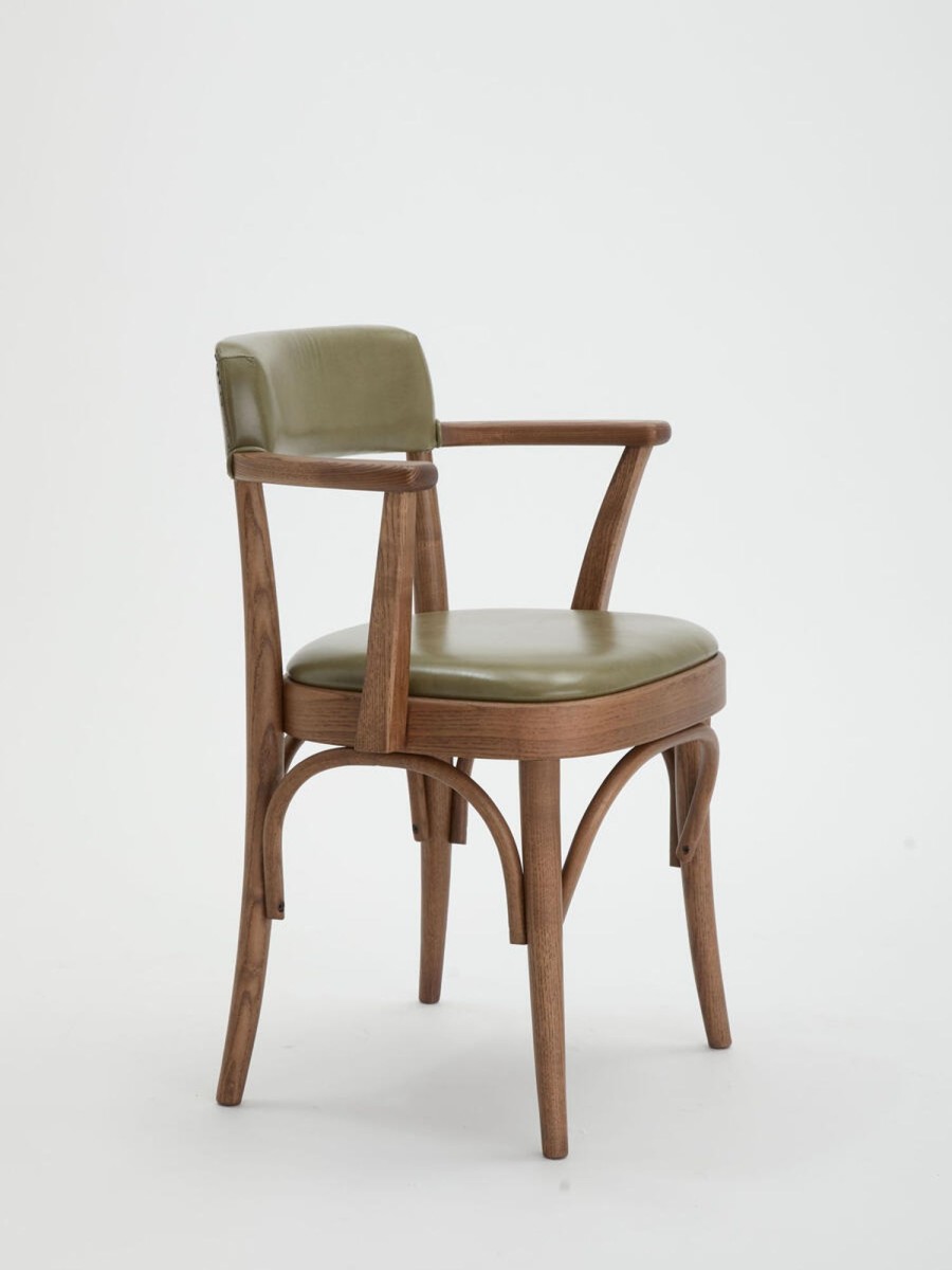 Furniture Soho Home | Hamilton Dining Chair, Ash & Leather, Green