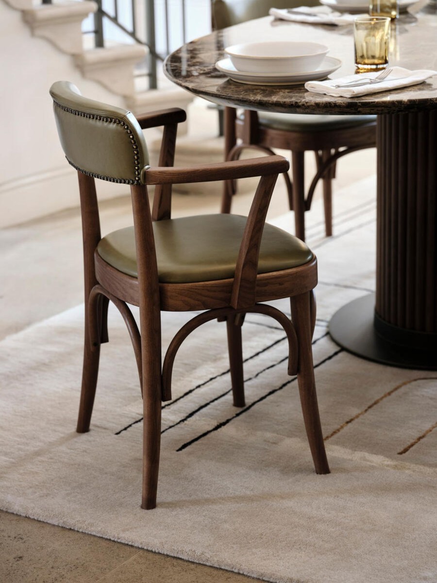 Furniture Soho Home | Hamilton Dining Chair, Ash & Leather, Green